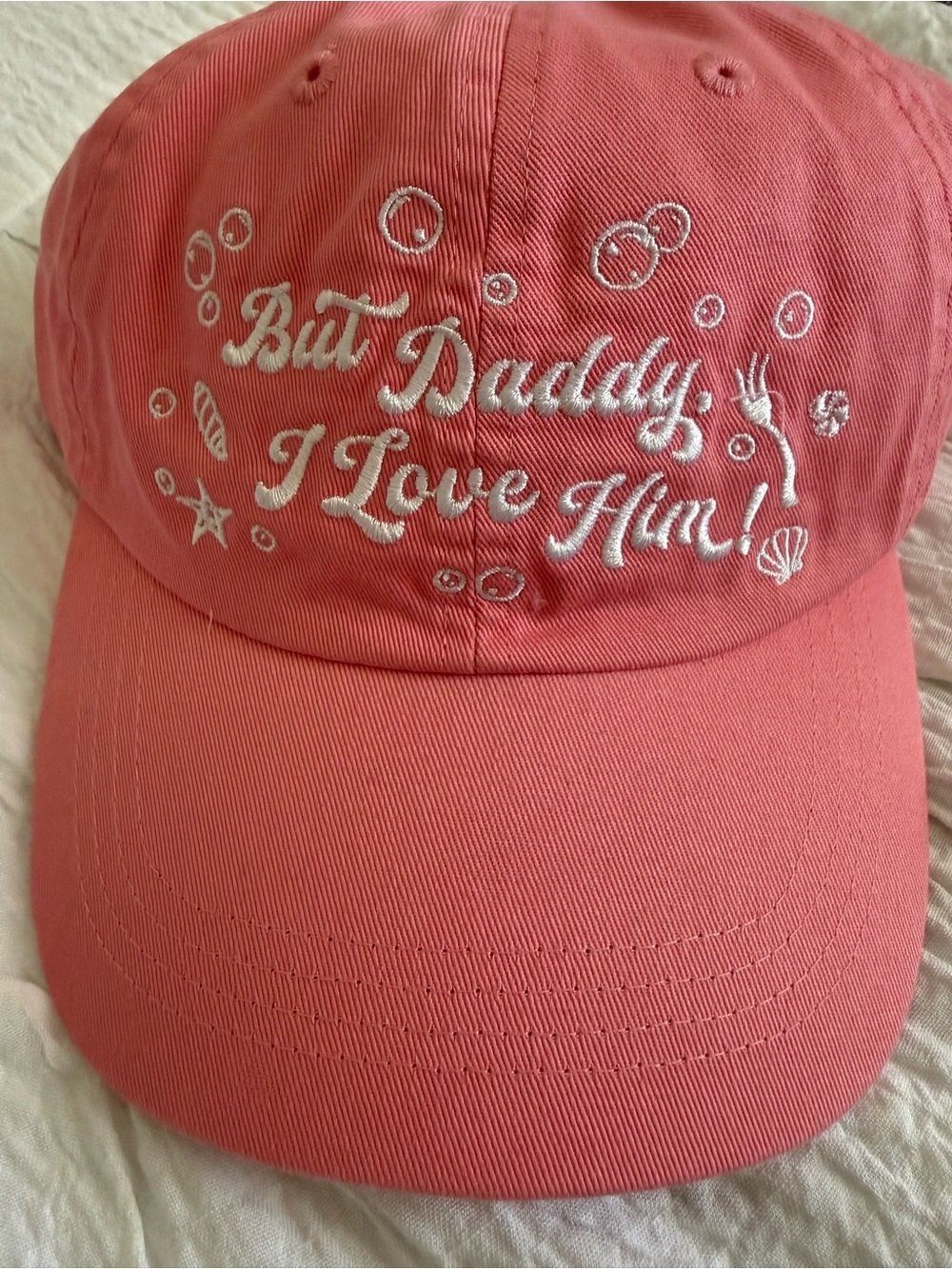 Disney Ariel Pink Baseball Cap with White Embroidered Slogan (Taylor Swift Song)